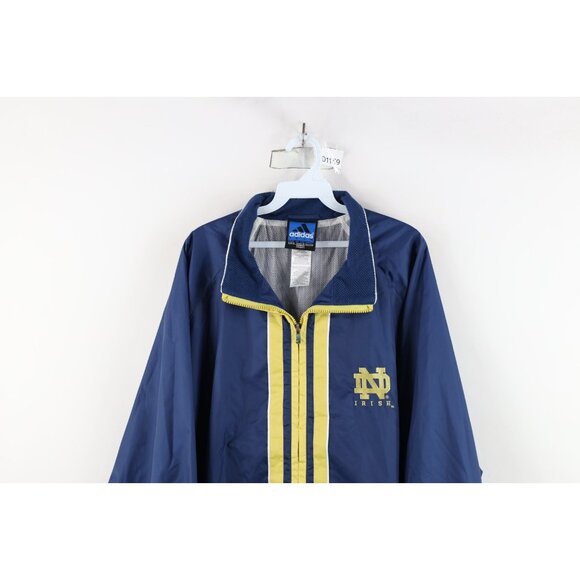 Vintage Adidas Mens Size XL Notre Dame University Lined Windbreaker Jacket Blue - Picture 2 of 16